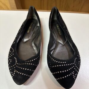 Enzo Angiolini Black and Silver Studded Flats Size 9.5